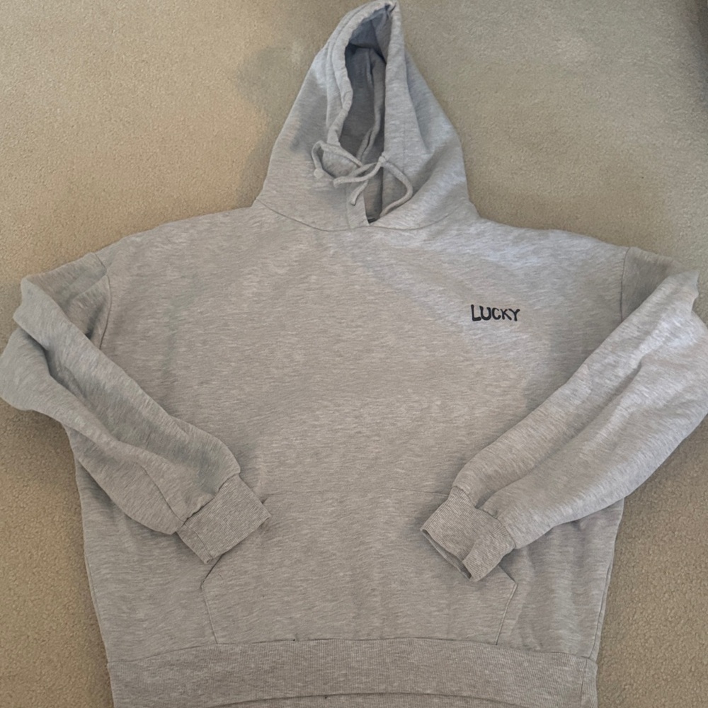 Subdued Lucky Heather Gray Pullover Hoodie
